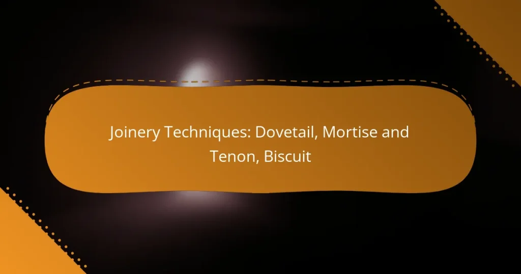Joinery Techniques: Dovetail, Mortise and Tenon, Biscuit